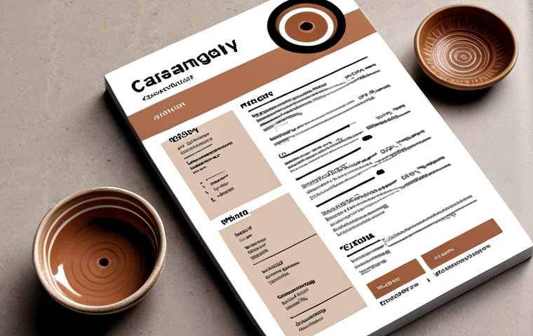 **

A visually striking CV design for a ceramic artist. The layout is clean and modern, using elegant fonts and subtle earth-tone colors. In the background, lightly incorporate blurred images of pottery wheels and finished ceramic pieces to subtly hint at the field. The overall impression should be professional, creative, and easy to read. It looks like a modern artist's resume.

**