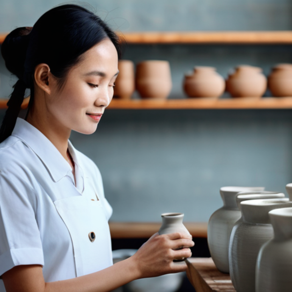 세라믹 분야 최신 트렌드 - **Prompt 1: Sustainable Vietnamese Ceramics Production**
    A serene and well-lit workshop in Vietn...