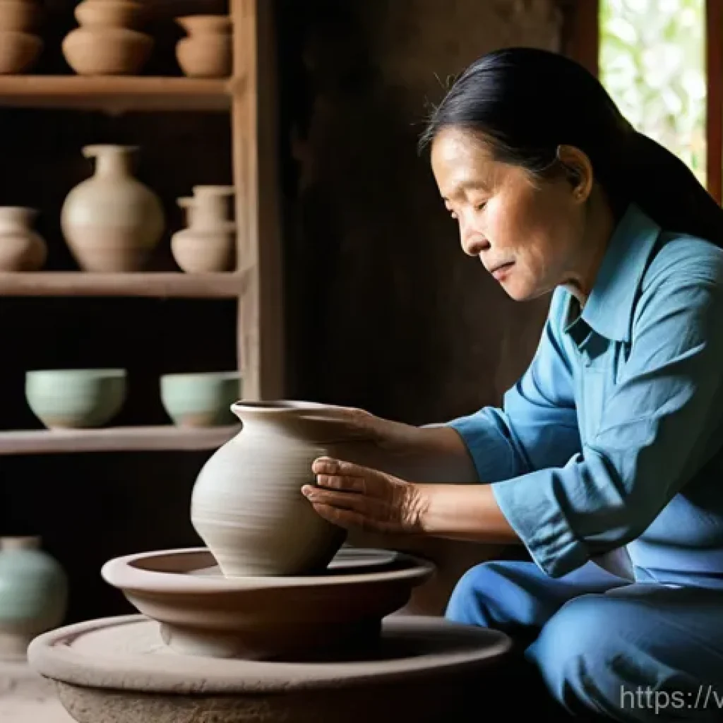 세라믹 재료 선택 가이드 - **A Vietnamese artisan in a traditional Bat Trang pottery workshop.**
"A close-up, high-detail p...