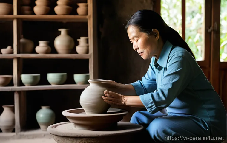 세라믹 재료 선택 가이드 - **A Vietnamese artisan in a traditional Bat Trang pottery workshop.**
    "A close-up, high-detail p...